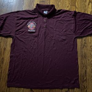 Vintage Gildan New Jersey Wildwood Firefighter Expo '08 Burgundy Collar Polo XL
